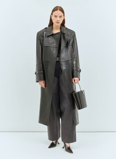 Sportmax Nappa Leather Trench Coat Black spx0258015