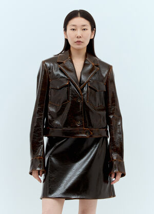 Sportmax 페이턴트 마감 울 재킷 브라운 spx0257006