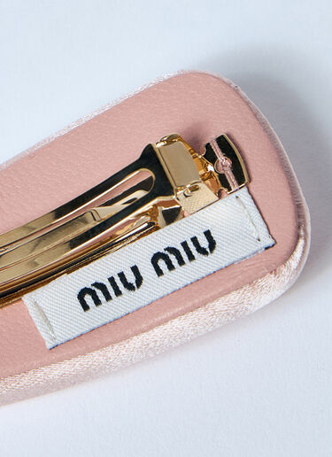 Miu Miu Logo Plaque Satin Hair Clip Pink miu0259037