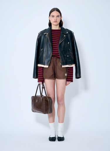 Miu Miu 텍 캔버스 쇼츠  브라운 miu0260014
