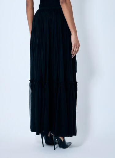 Saint Laurent Ruffled Silk Skirt Black sla0259131