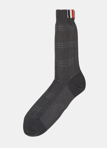Thom Browne Sheer 4-Bar Tartan Socks Grey thb0126005