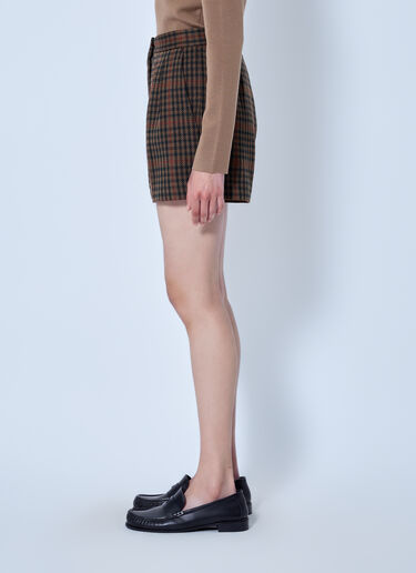 LN-CC® - Max Mara: Pleated Check Shorts - Brown Max Mara Pleated Check Shorts Brown max0266016
