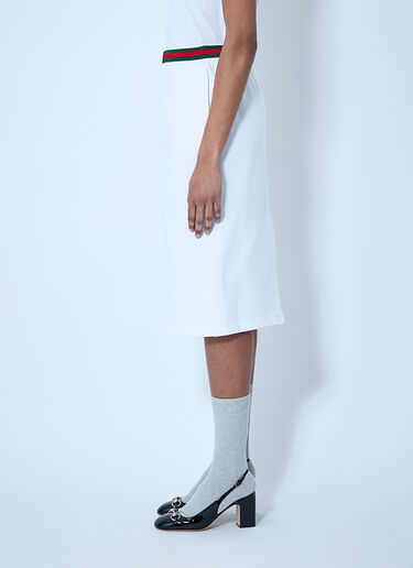 Gucci Cotton Jersey Skirt With Web Trim White guc0259005