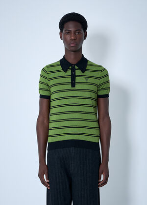 Prada Stripe Logo Motif Polo Shirt Black pra0160010