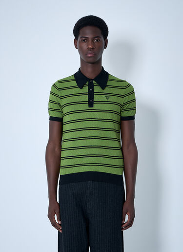Prada Stripe Logo Motif Polo Shirt Black pra0160010