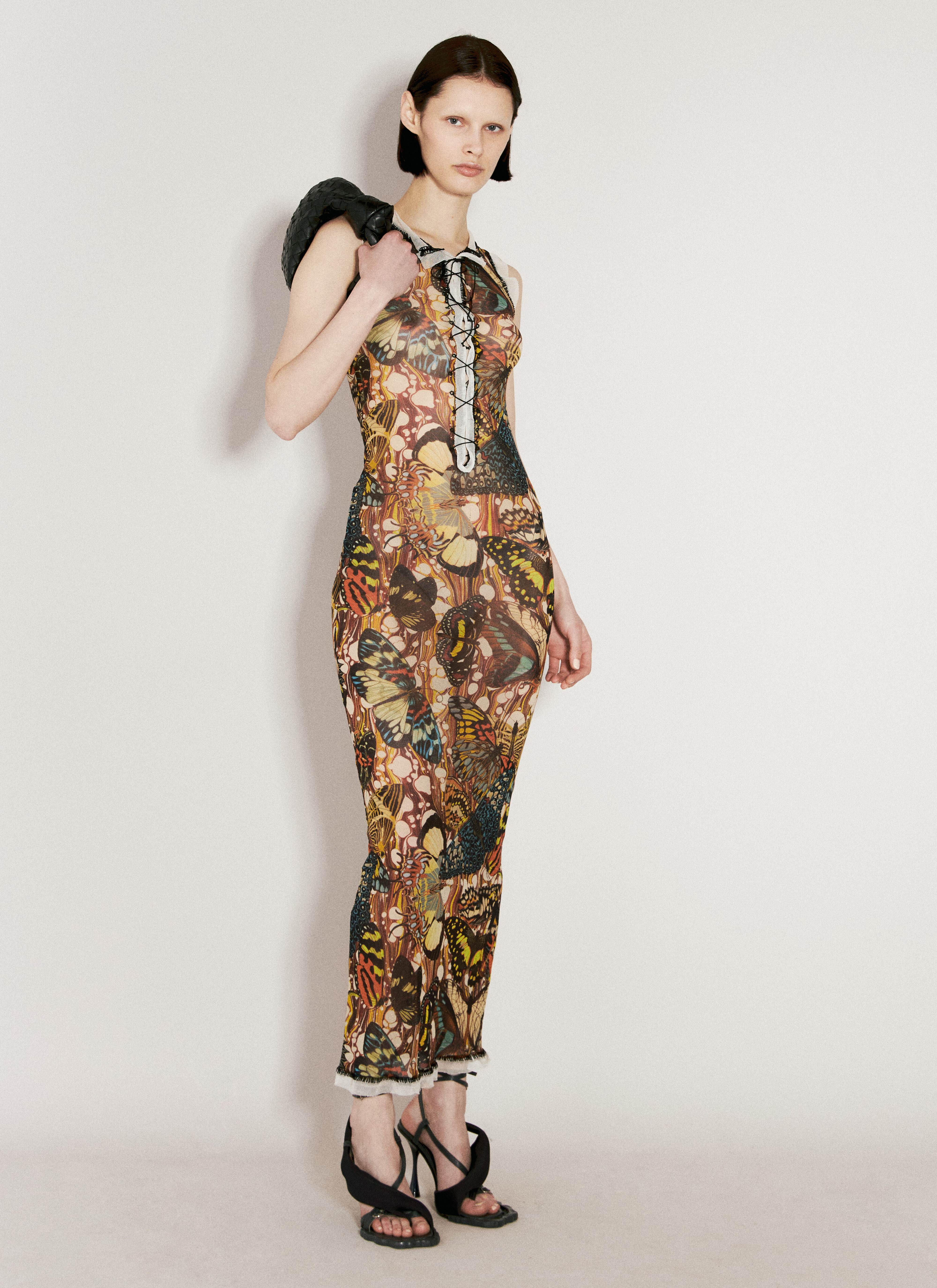 Jean Paul Gaultier x Shayne Oliver Butterfly Lace-Up Dress Black jps0257005