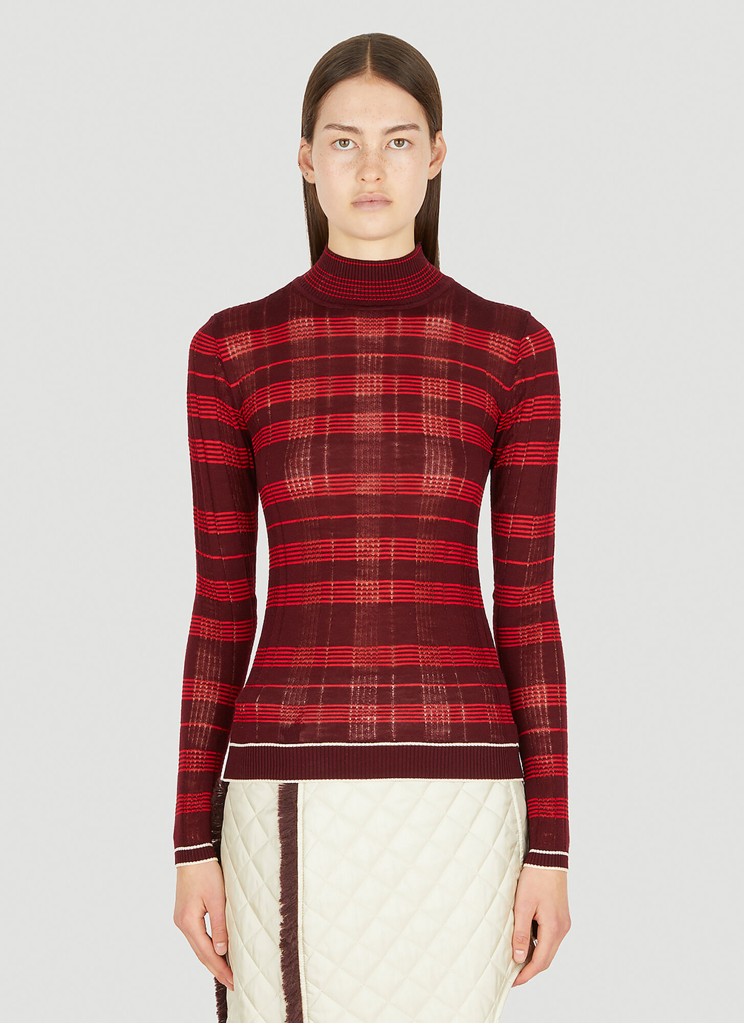 Shop Durazzi Milano Striped Knitted Sweater In Red