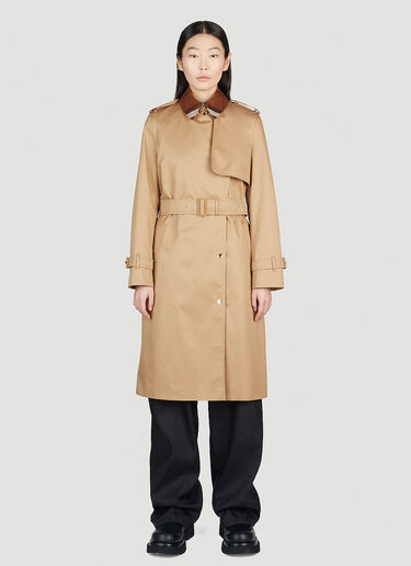 Burberry Sandridge Check Collar Trench Coat Beige bur0251001