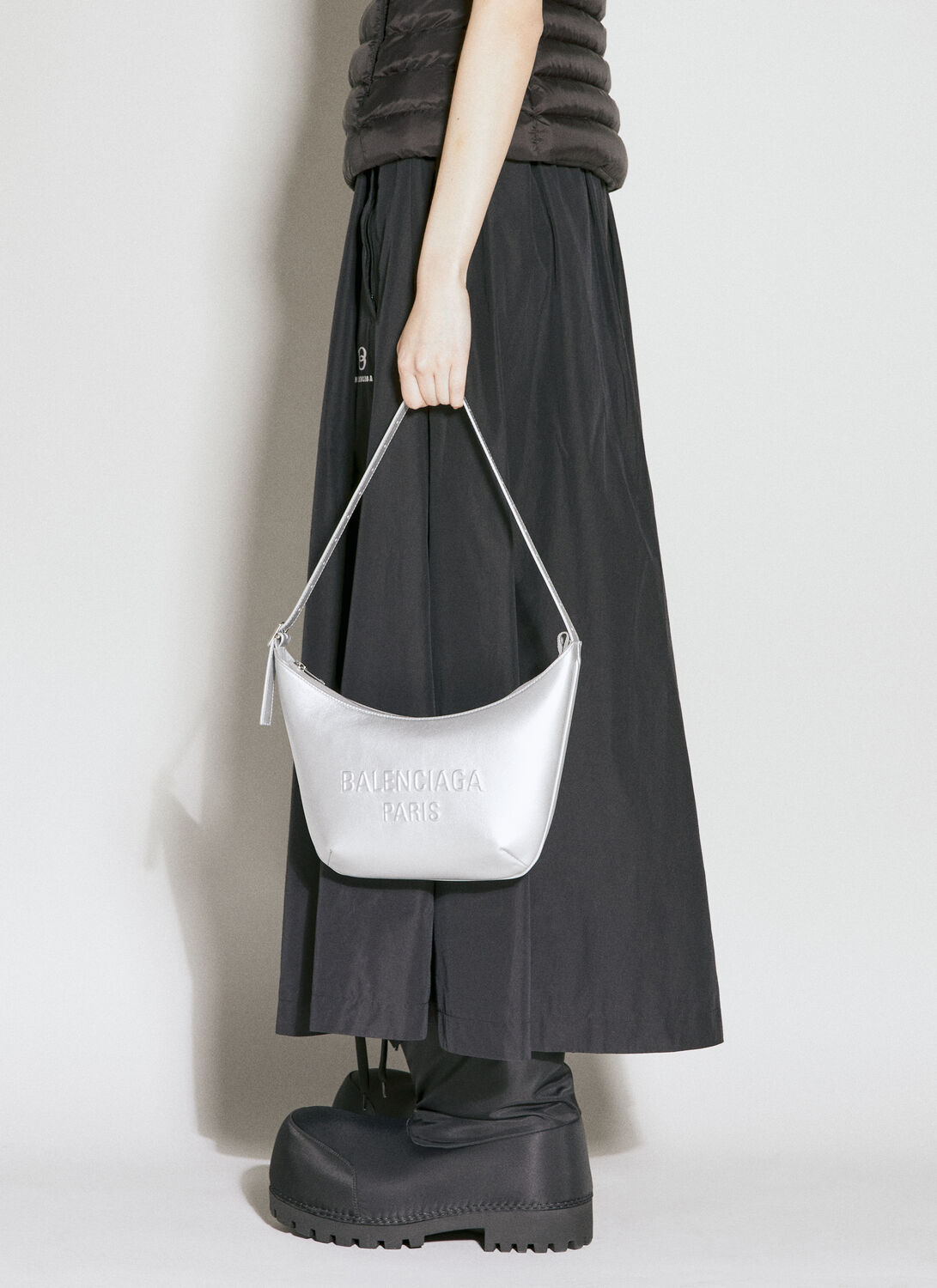 Shop Balenciaga Mary-kate Sling Shoulder Bag In Silver