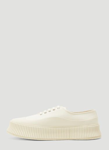 Jil Sander Ribbed-Sole Canvas Sneakers Beige jil0143022