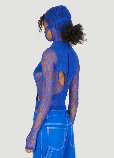 Dion Lee Visceral Lace Masked Bodysuit Blue dle0250001