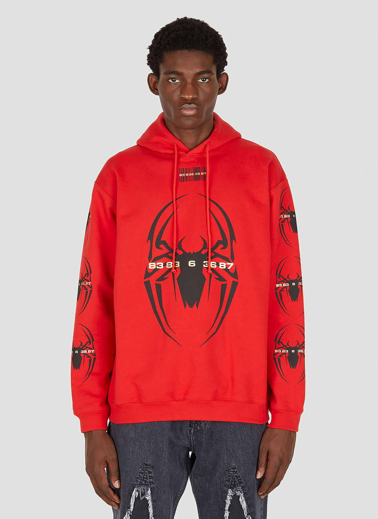 Vtmnts Spider Hooded Sweatshirt In Red