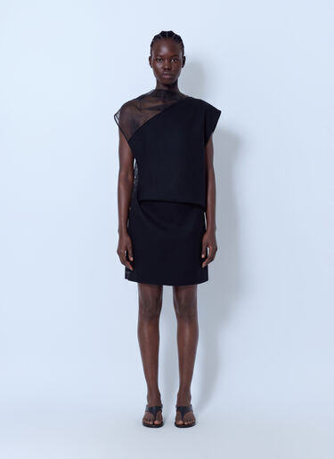 LN-CC® - Sportmax: Sheer Overlay Dress - Black Sportmax Sheer Overlay Dress Black spx0266204