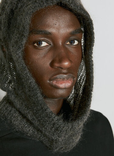 Rick Owens 사다리 패턴 니트 발라클라바 그레이 ric0155035