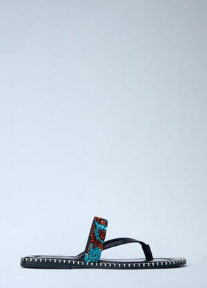 Dries Van Noten Embellished Whipstitched Leather Sandals Blue dvn0263030