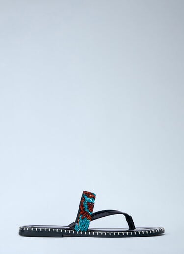 Dries Van Noten Embellished Whipstitched Leather Sandals Blue dvn0263030