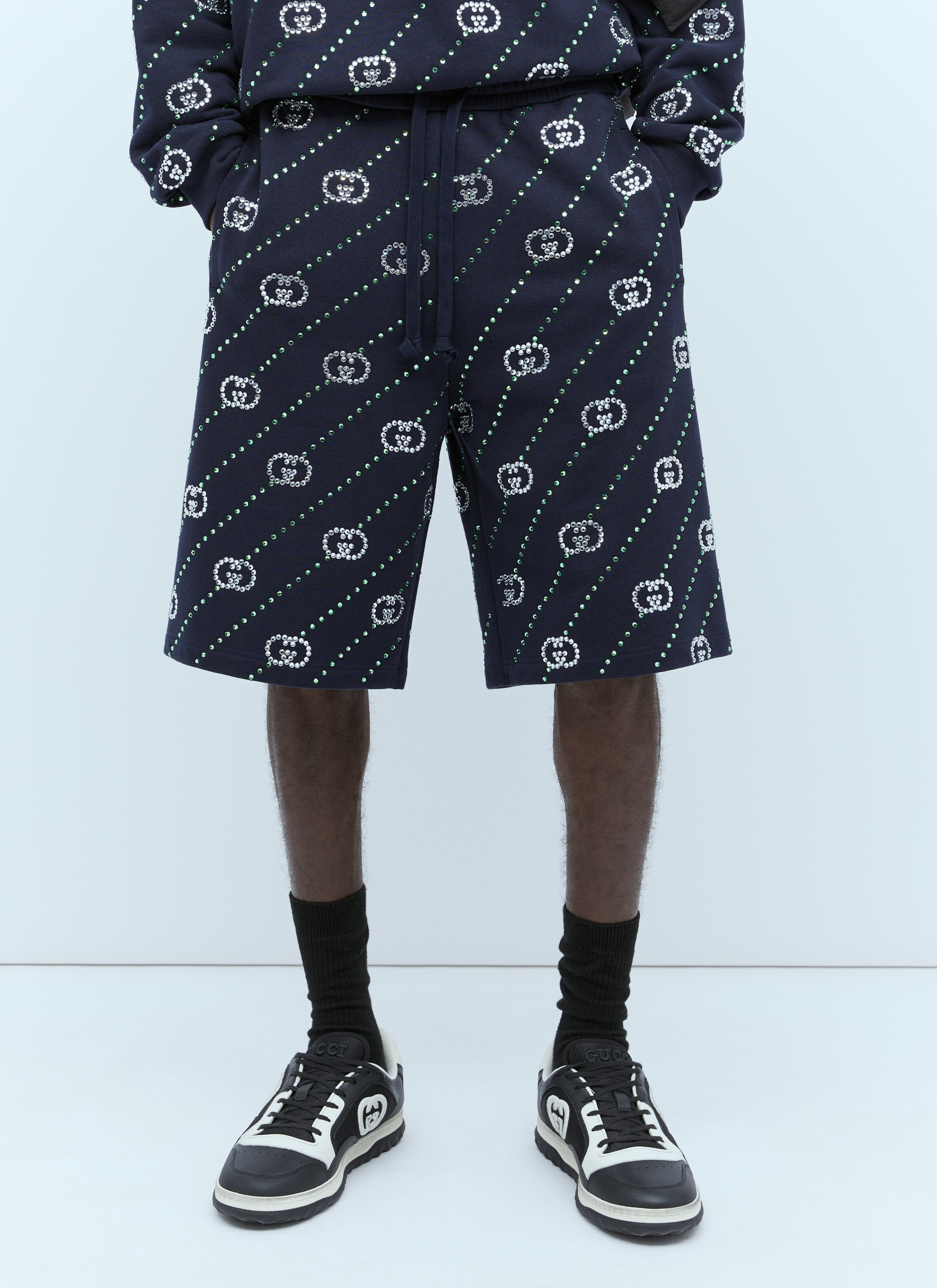Gucci Crystal Interlocking G Shorts in Black LN CC