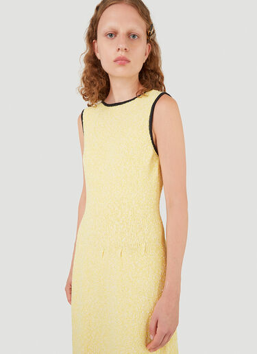 GANNI Slub Cotton Knit Dress Yellow gan0246019