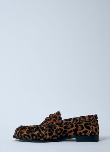 Saint Laurent Leopard Pony Hair Loafers Brown sla0259039