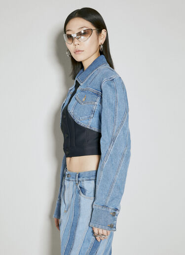 Mugler Cropped Denim Jacket Blue mug0254017