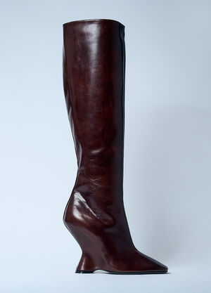 Dries Van Noten Leather Wedge Boots Brown dvn0258032