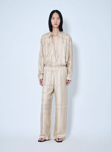 LN-CC® - Toteme: Monogram Silk Pj Pants - Cream Toteme Monogram Silk Pj Pants Cream tot0265043