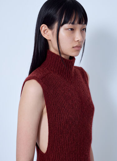 LN-CC® - Max Mara: Ribbed Sleeveless Turtleneck Top - Bordeaux Max Mara Ribbed Sleeveless Turtleneck Top Bordeaux max0266217