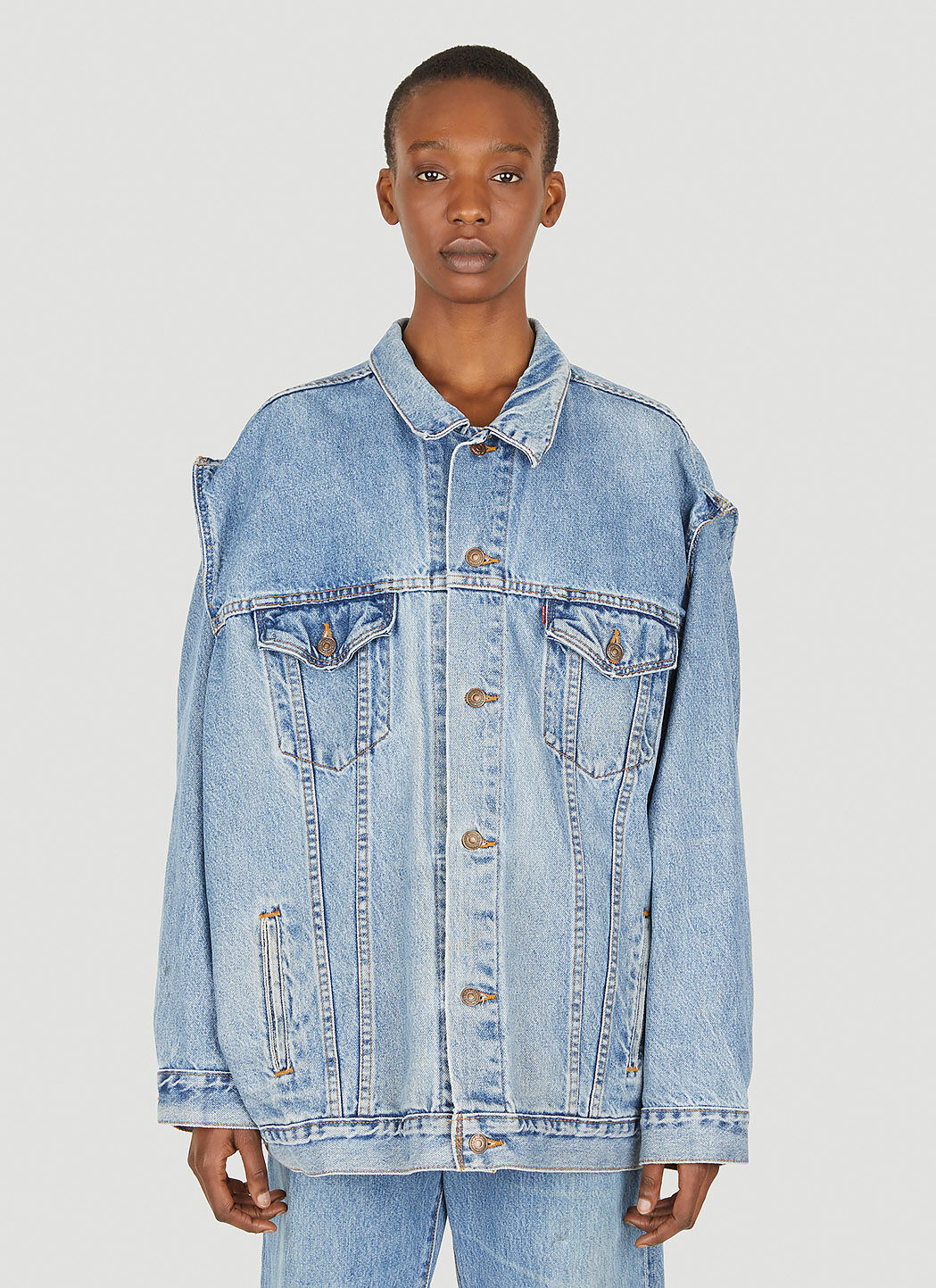 Bonum Split Sleeve Denim Jacket in Light Blue LN CC