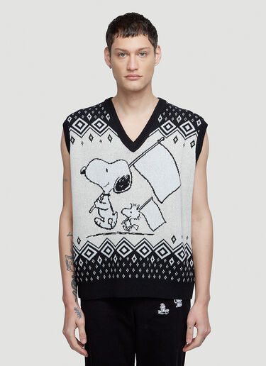Soulland x Peanuts Kieran Snoopy Jacquard Knit Vest Grey sxp0147004