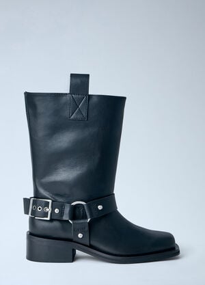 GANNI Mid Shaft Biker Boots Black gan0263058