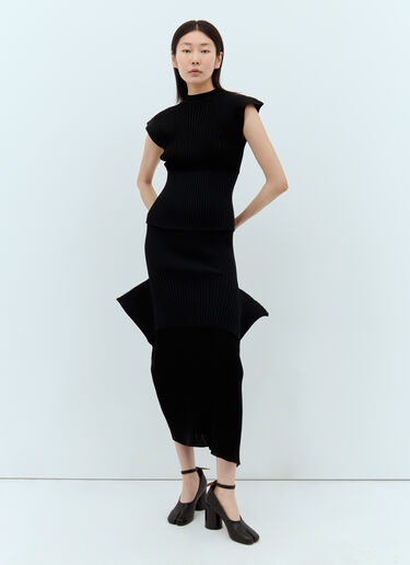Issey Miyake SENSU KNIT ミディスカート ブラック ism0257009