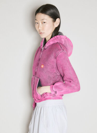 Alexander Wang Shrunken Zip-Up Hooded Sweatshirt Pink awg0255015