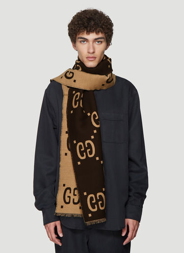 Gucci GG Logo Jacquard Scarf Brown guc0359004