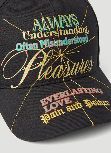 Pleasures Logo Motif Baseball Cap Black pls0146037