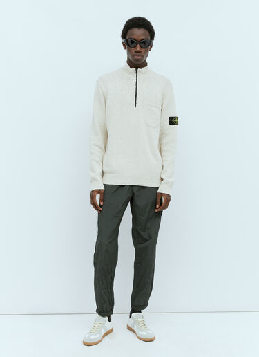 Stone Island Half-Zip Textured Knit Sweater Beige sto0156082