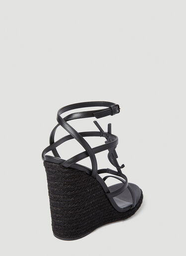 Saint Laurent Cassandra Espadrille Wedges Black sla0250079