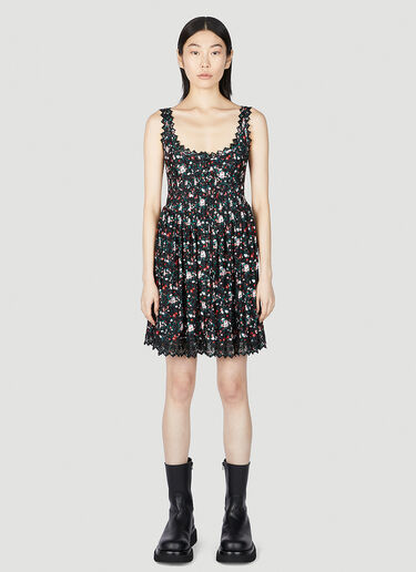 Rabanne Rose Print Dress Black pac0252002