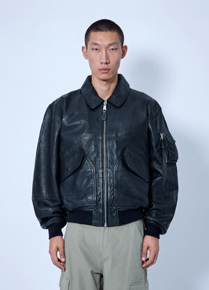 Alpha Industries CWU-36/P Leather UV Loose Bomber Jacket Black alp0366006