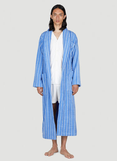 Tekla Striped Hooded Bath Robe Blue tek0353011