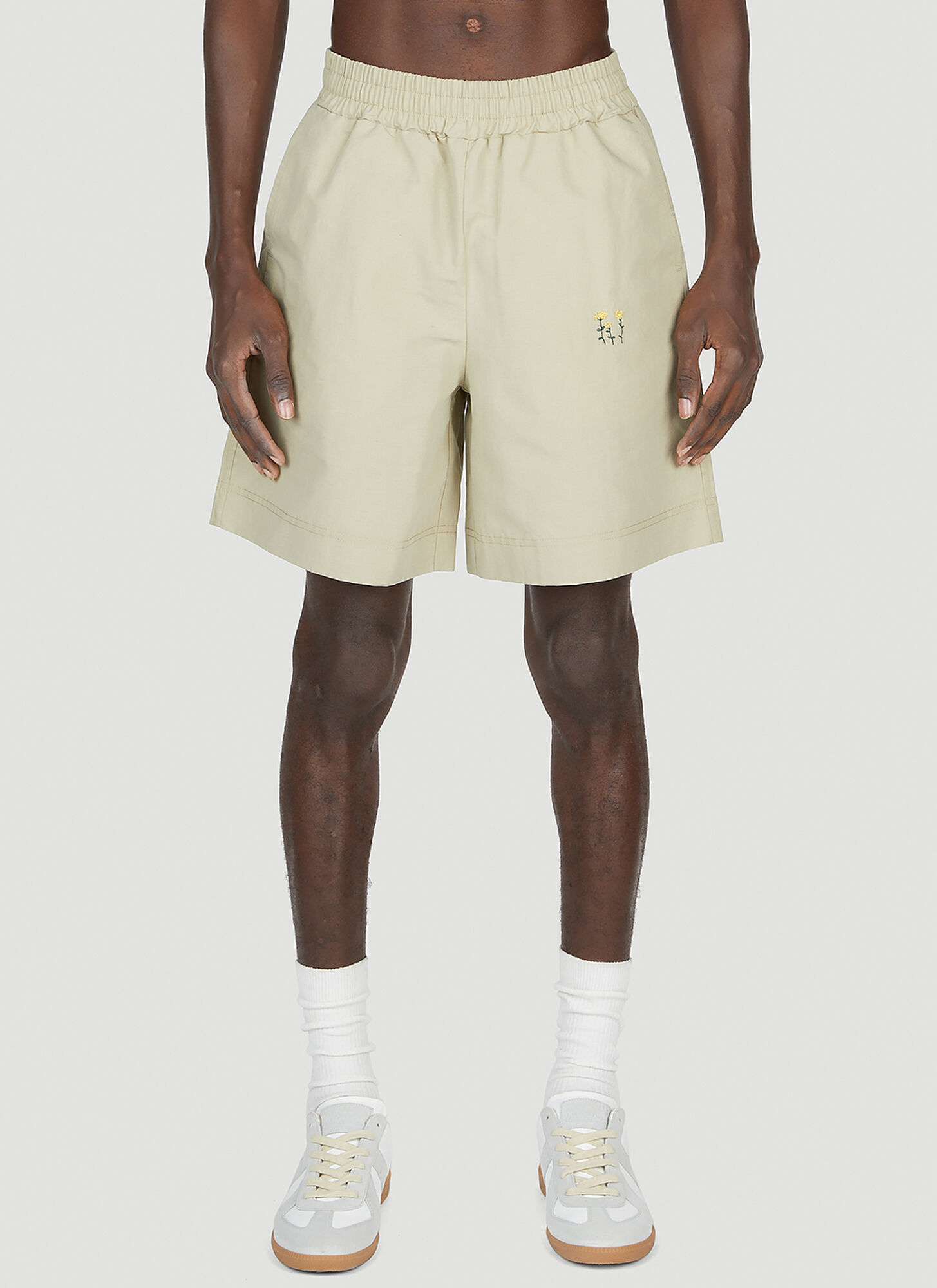 Diomene Embroidered Shorts Male Beige