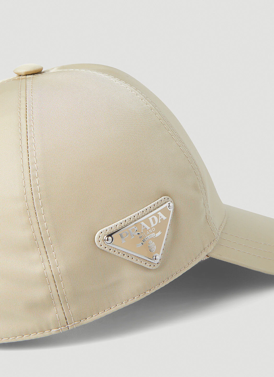 Prada Logo Plaque Baseball Cap in Cream | LN-CC