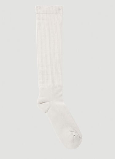 Rick Owens Logo Intarsia Socks Cream ric0249028