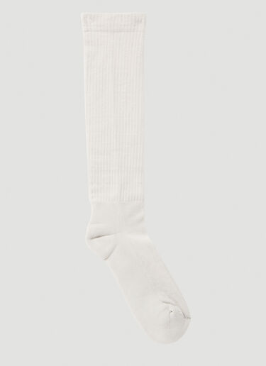 Rick Owens Logo Intarsia Socks Cream ric0249028