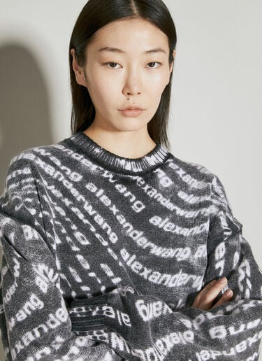 Alexander Wang Reverse Logo Print Knit Sweater White awg0255007