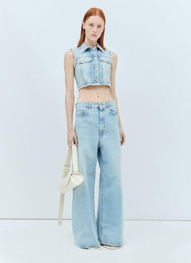 Sportmax Crop Denim Vest Blue spx0256007