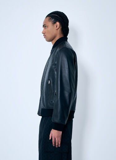 Gucci Embossed GG Leather Bomber Jacket Black guc0159053