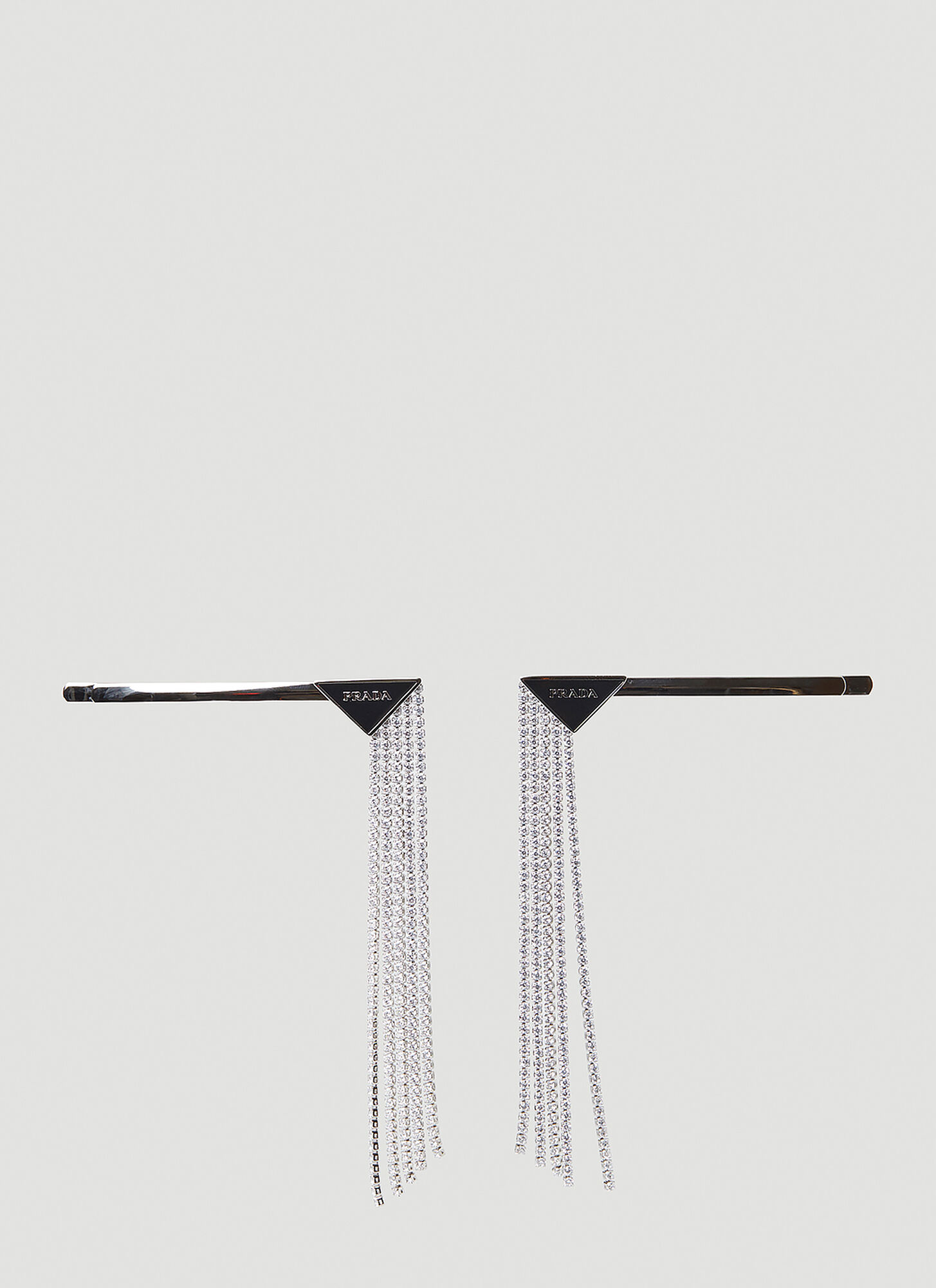 Prada Set Of Two Logo Plaque Crystal Hair Slides Female Black