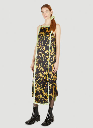 GANNI Ornate Print Panel Slip Dress Black gan0247012