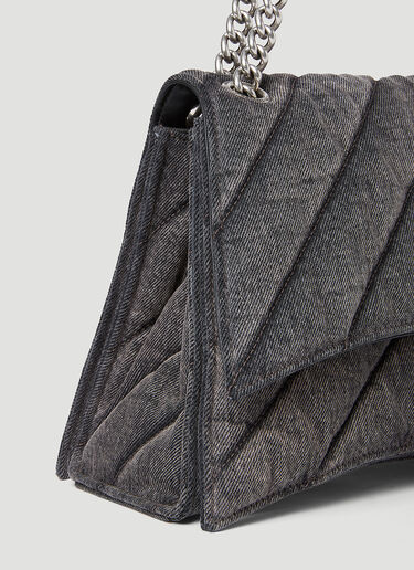 Balenciaga Crush Chain Denim Shoulder Bag Grey bal0253038